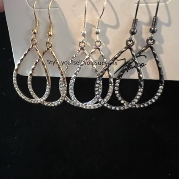 Set of THREE oval dangle earrings by Park Lane - Picture 2 of 5